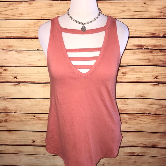 Express Tops - FREE!!! Express Salmon Strappy V Neck Sleeveless T